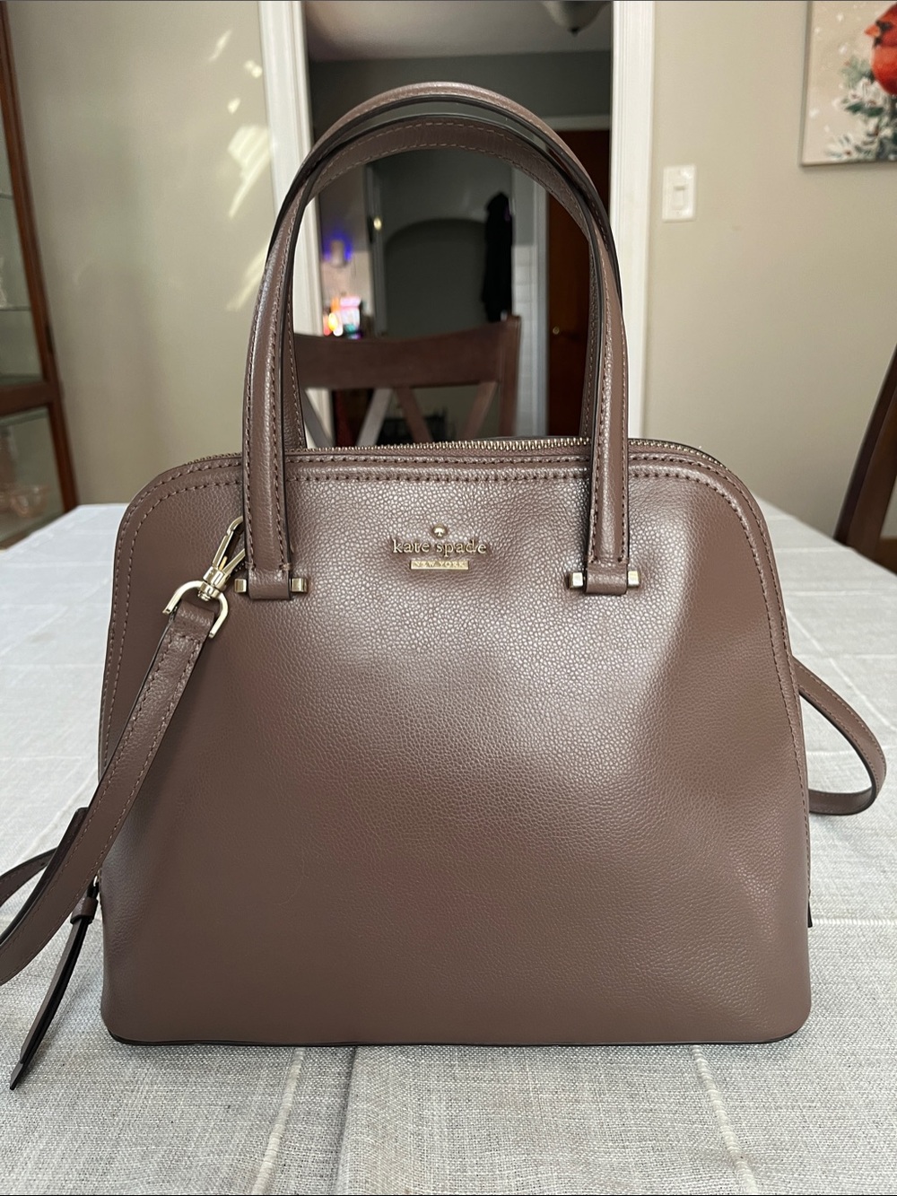 KATE SPADE Brown Satchel with Gold Hardware